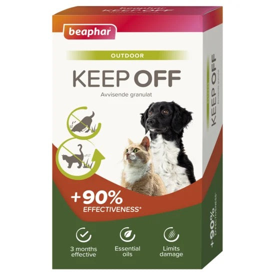 Beaphar Keep Off granulat som holder hund og katt unna bed og plen