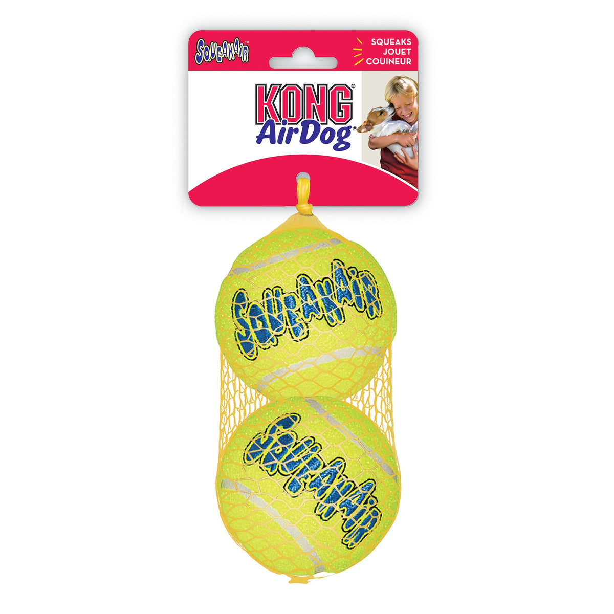KONG SqueakAir Balls 2-pack – tennisballer med pipelyd str. L
