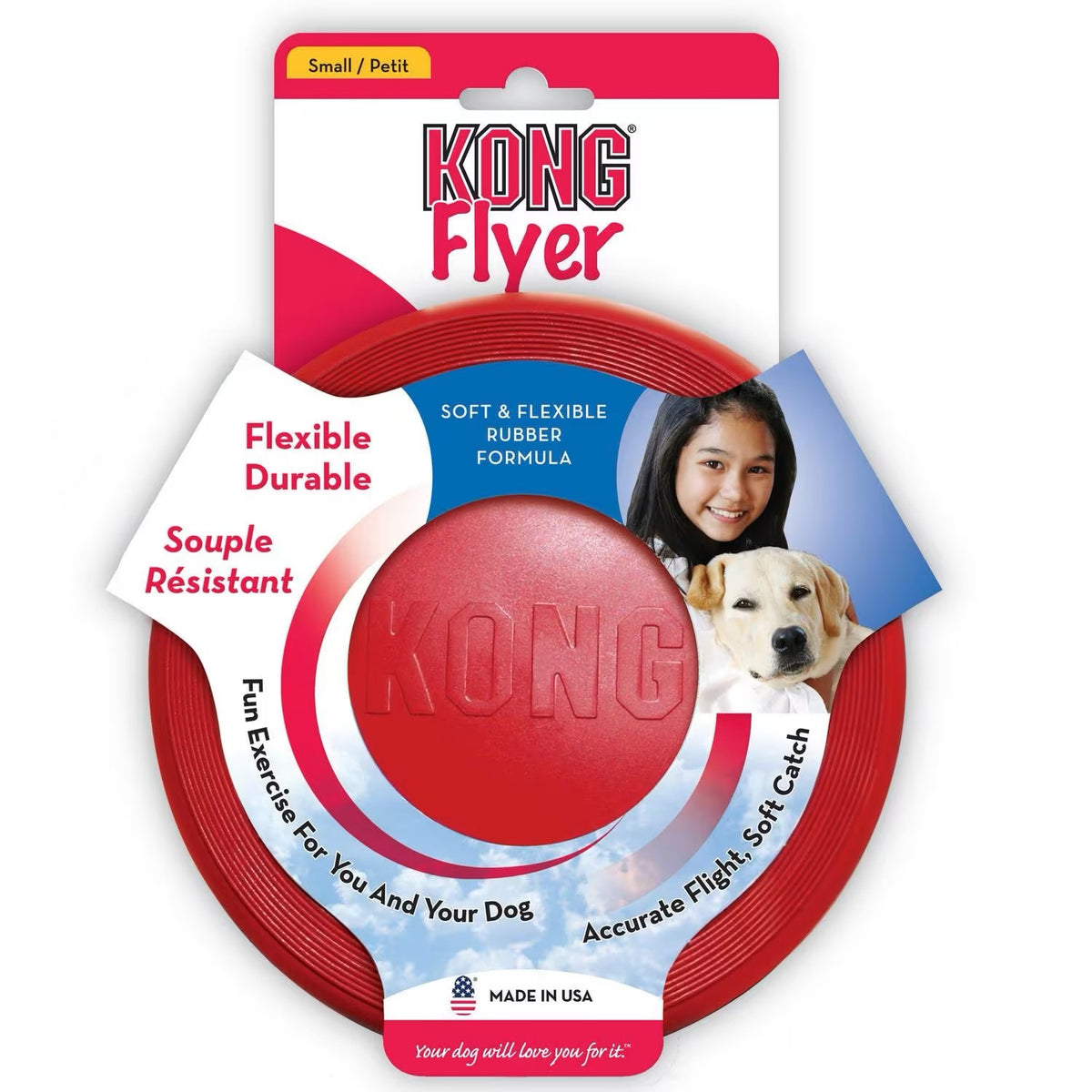 KONG Flyer – frisbee i naturgummi som er myk å fange str. L