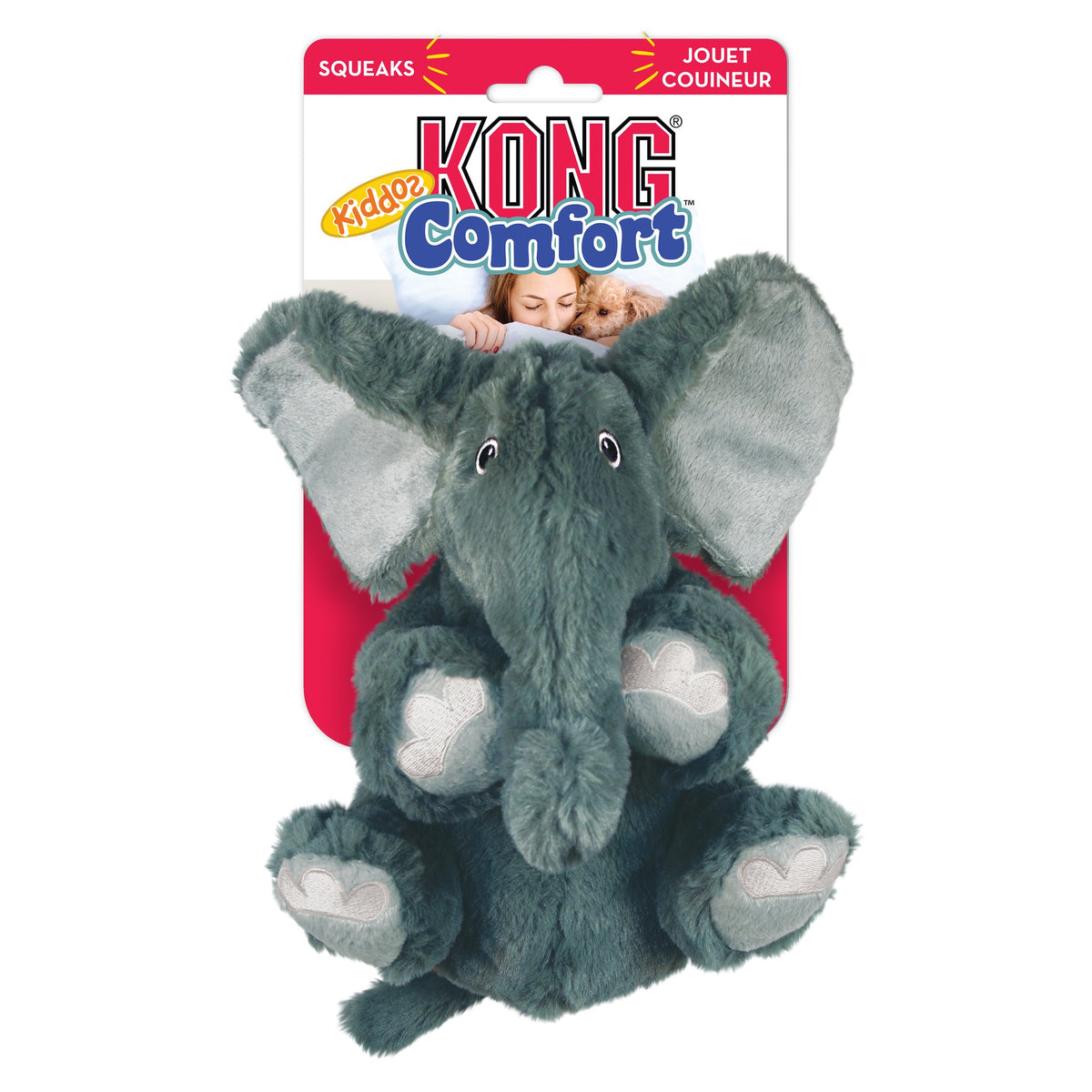 KONG Comfort Kiddos Elephant – koseleke med avtakbar pipelyd str. S