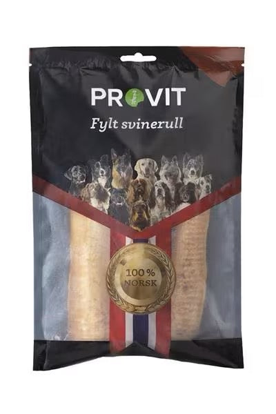 Provit Fylt Svinerull – 100 % naturlig tygg med svinesvor og storfe for hunder
