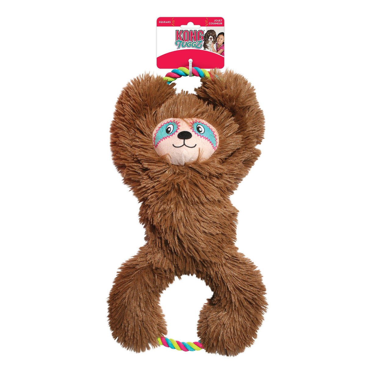 KONG Tuggz Sloth – lang draleke i plysj med tau str. XL