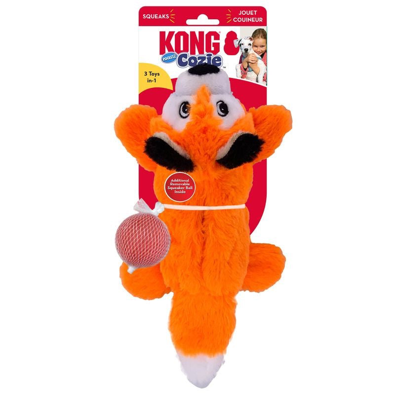 KONG Cozie Pocketz Fox – koseleke med to pipeballer i lomma str. M
