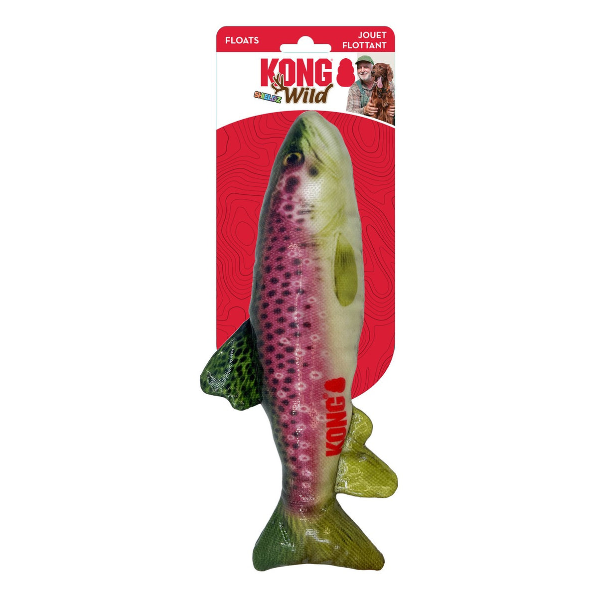 KONG Wild Shieldz Perch – flytende apportdummy formet som abbor str. M