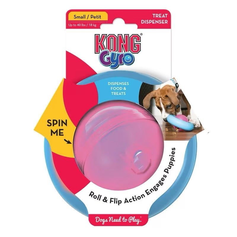 KONG Gyro Puppy – godbitleke for valper som ruller og spinner str. S