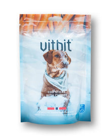 Vitbit Cod Sticks med Gulrot – Naturlige tyggepinner av torsk for hund