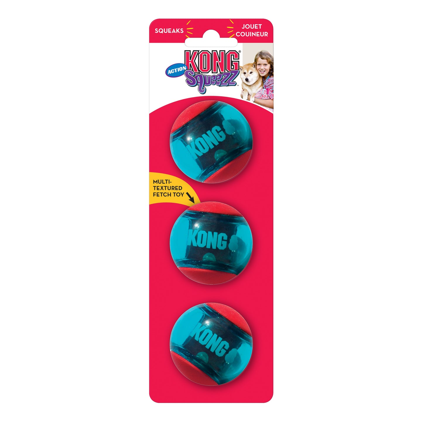 SQUEEZZ ACTION BALL RED 3stk