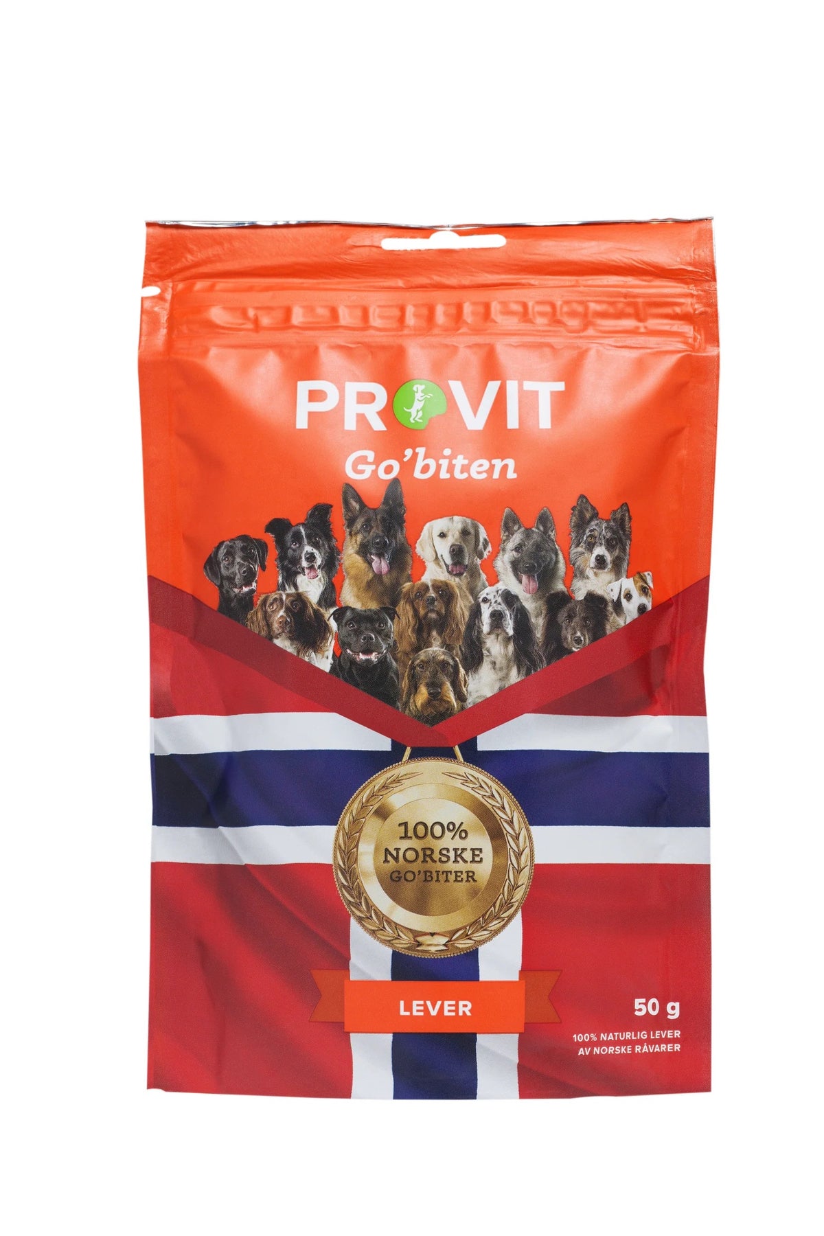 Provit Go'biten frysetørket lever 50 g – godbiter av norsk storfelever til hund