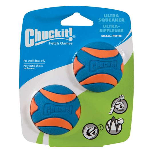 Chuckit! Ultra Squeaker Ball – gummiball med pipelyd, 2-pakning