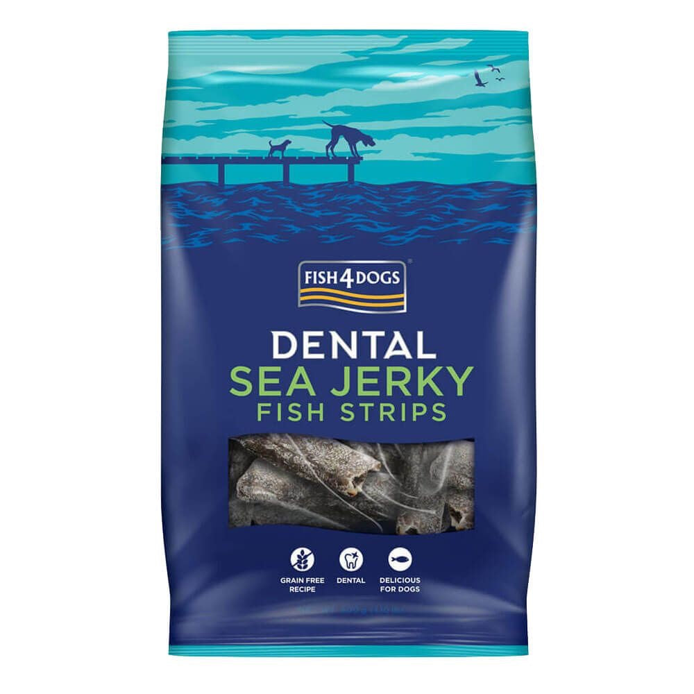 Fish4Dogs Sea Jerky Fish Strips – naturlige tyggebiter av fiskeskinn