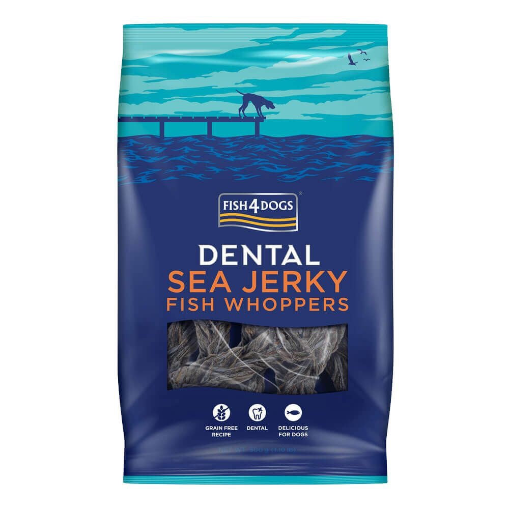 Fish4Dogs Sea Jerky Fish Whoppers – store tyggebiter laget av 100% fiskeskinn