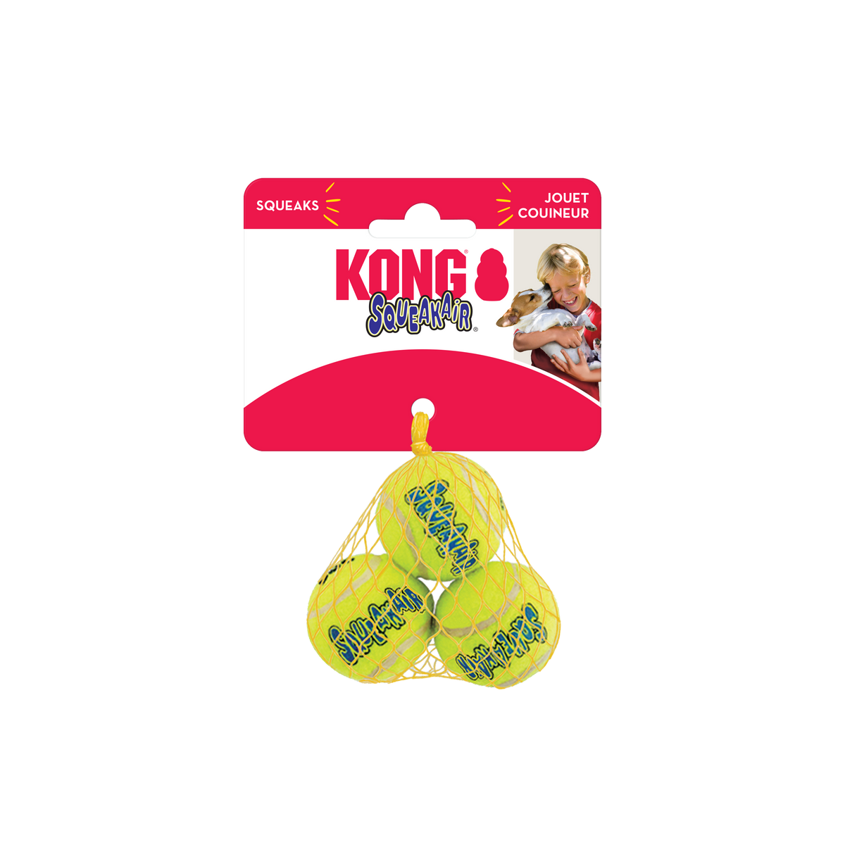 KONG AirDog Squeakair Ball apportball med pipelyd til hund 3stk
