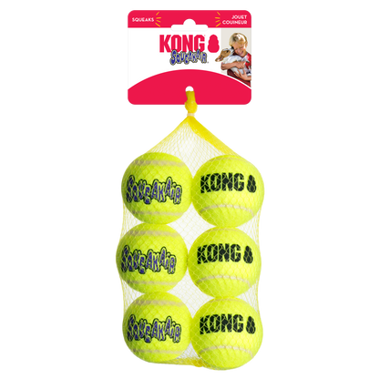 KONG AirDog Squeakair Ball apportball med pipelyd til hund 6stk
