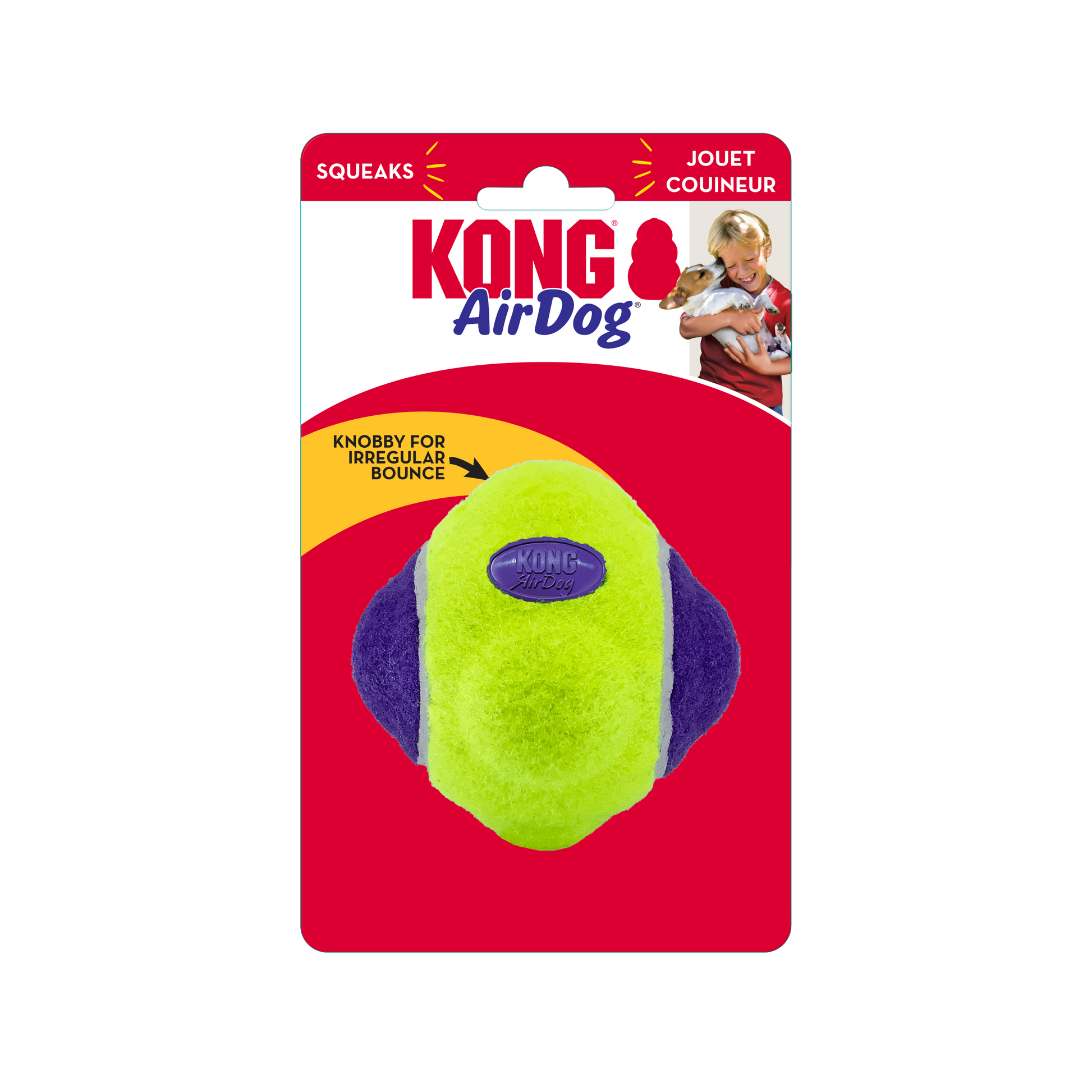 KONG AirDog Squeaker Knobby Ball – robust hundeball med squeaker