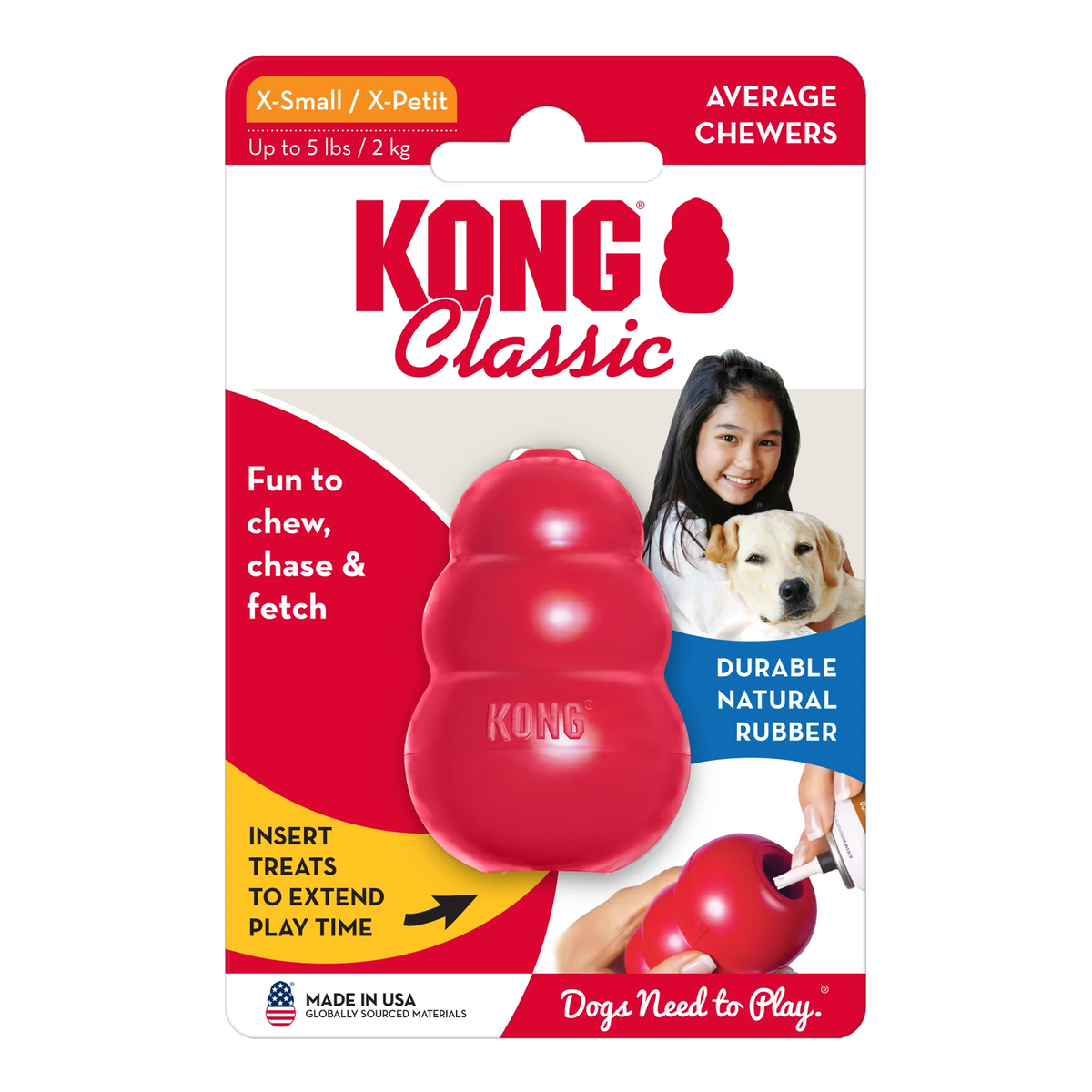KONG Classic – slitesterk rød tyggeleke som kan fylles med godbiter