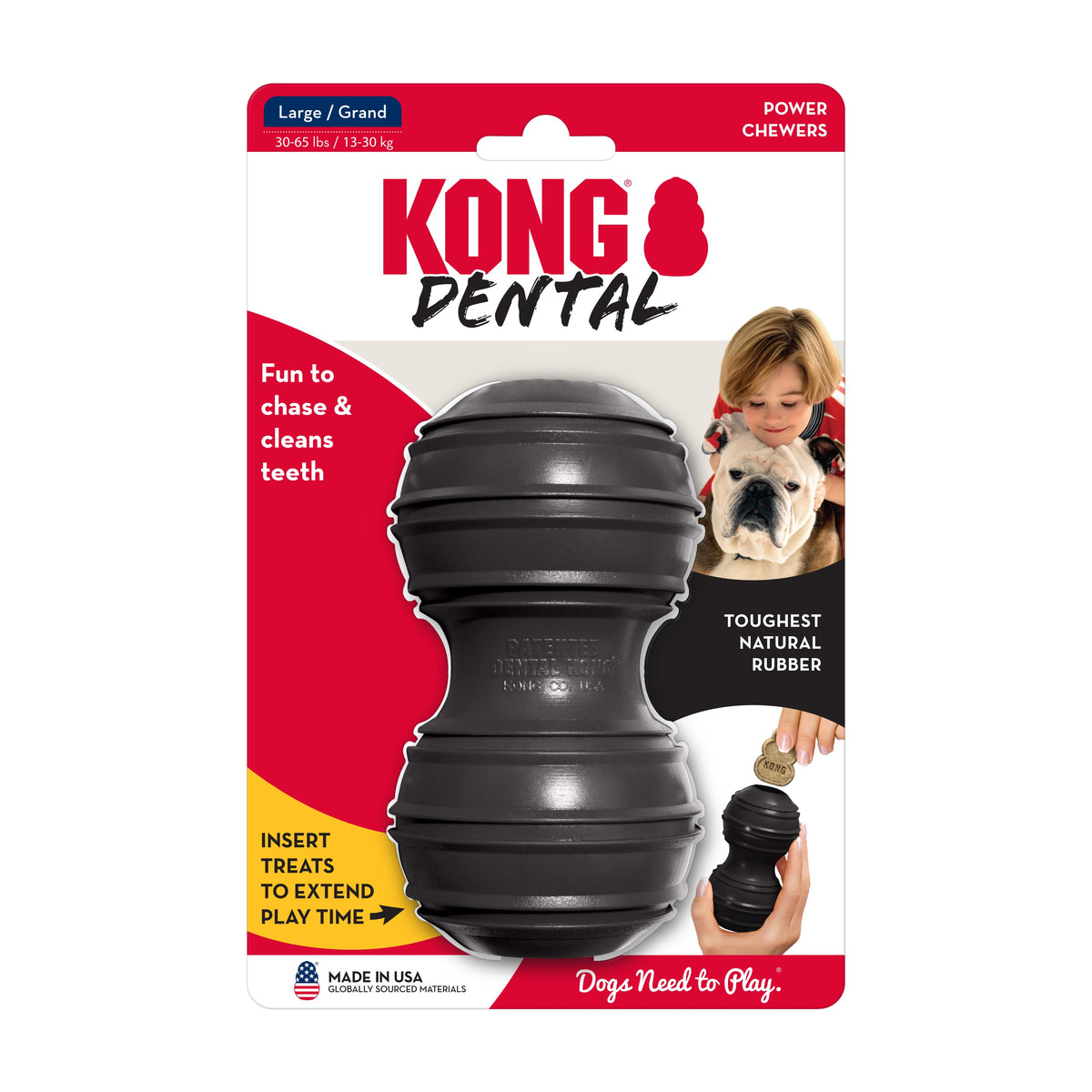 KONG Dental slitesterk tyggeleke i naturgummi for hund
