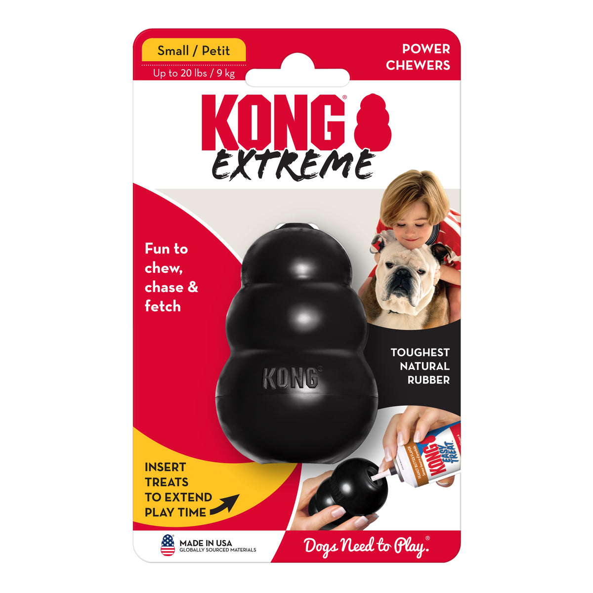 KONG Extreme slitesterk tyggeleke i svart gummi for hund
