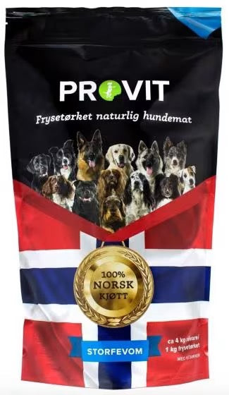 Provit frysetørket storfevom – 100 % naturlig fullfôr av rå norsk vom til hund
