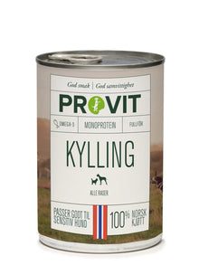 Provit våtfôr kylling – monoprotein og kornfritt hundefôr for sensitive hunder
